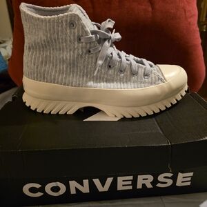 Converse High-Top Sneakers in Light Blue and White